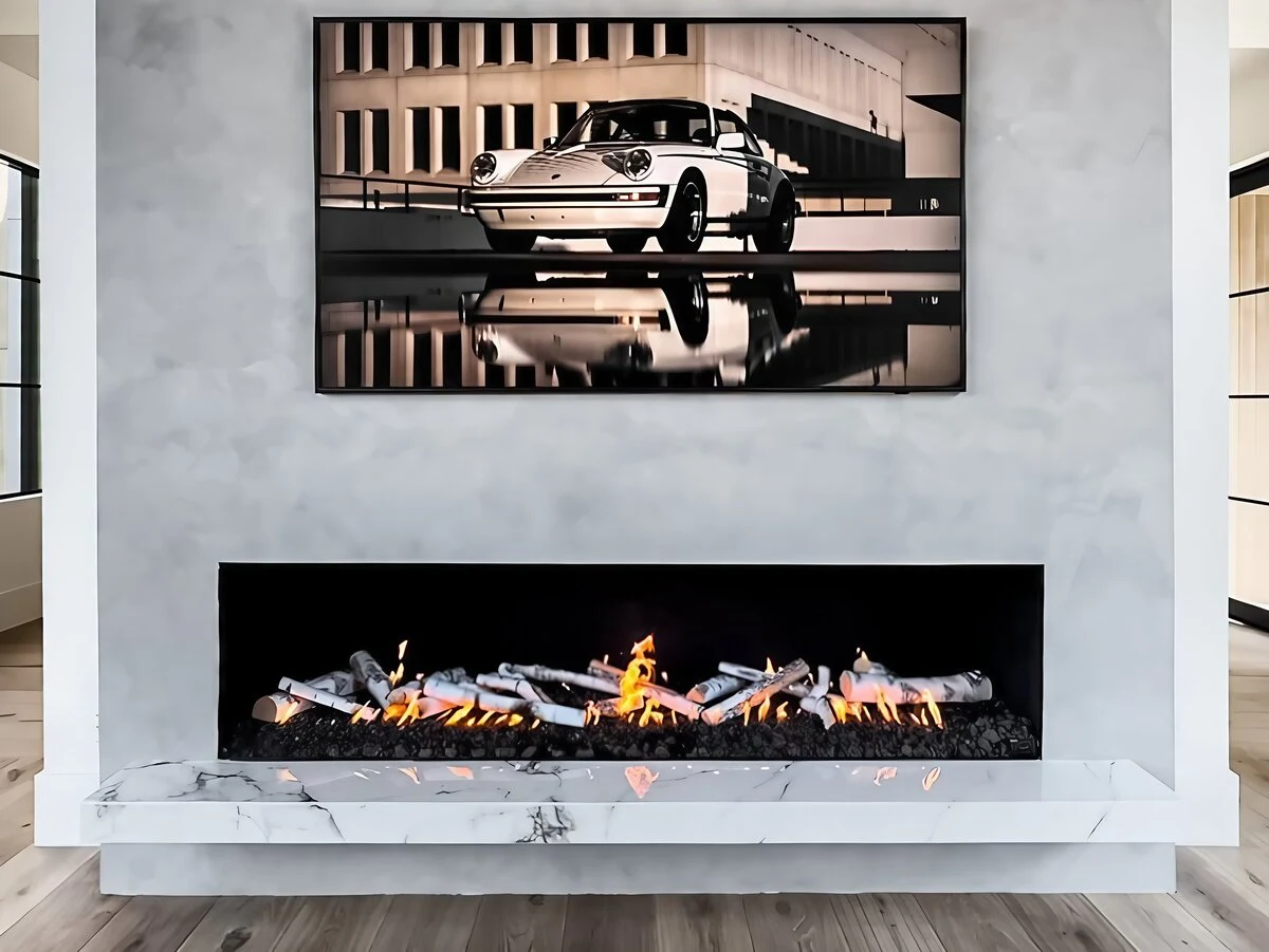 Custom fireplace build by Quality Stoves & Spas