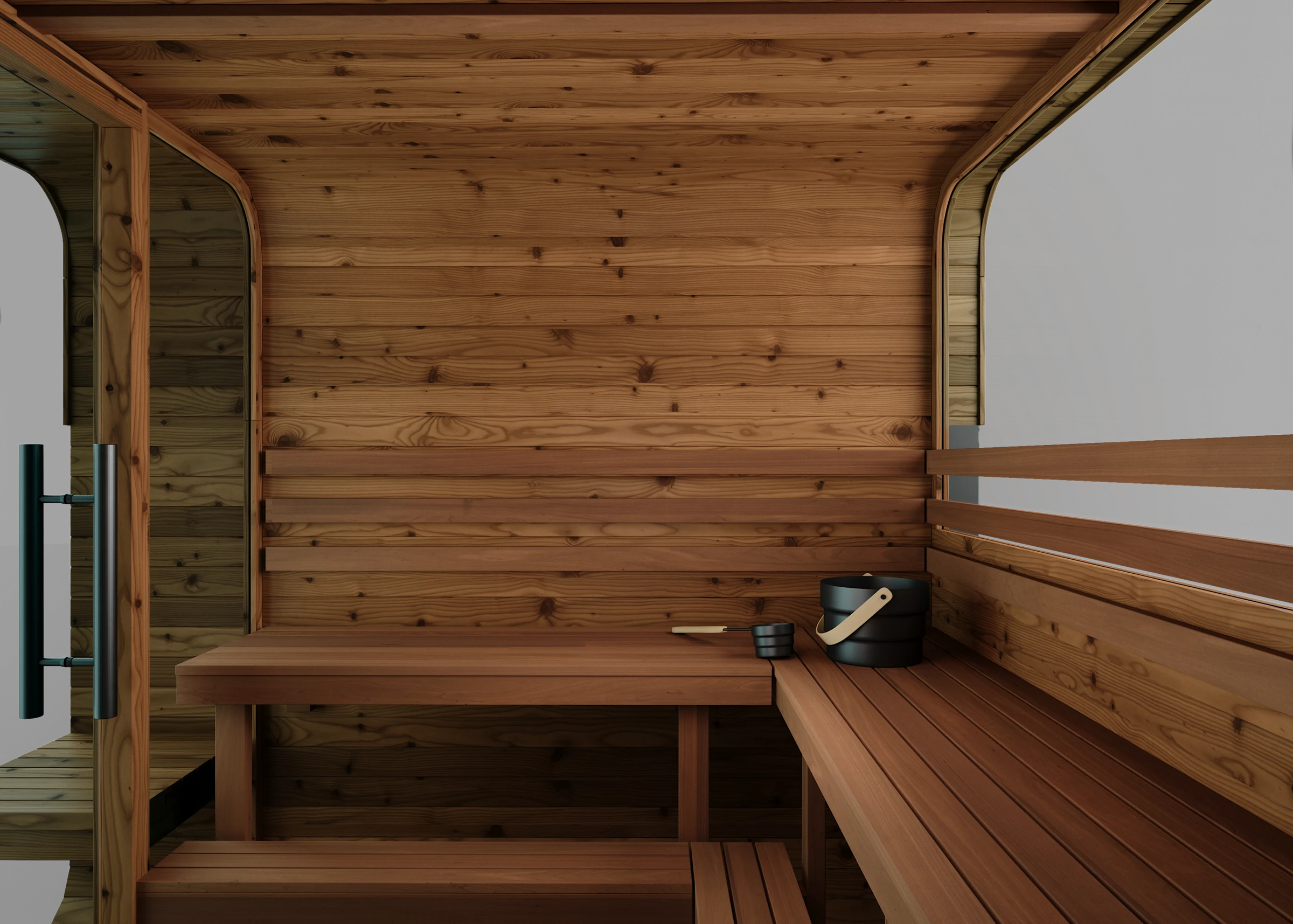 Thermory Square Sauna interior side view