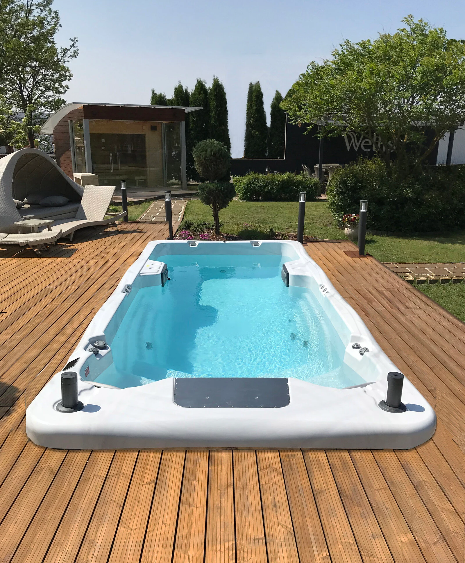 Wellis Amazonas W-Flow swim spa at a new home in Idaho